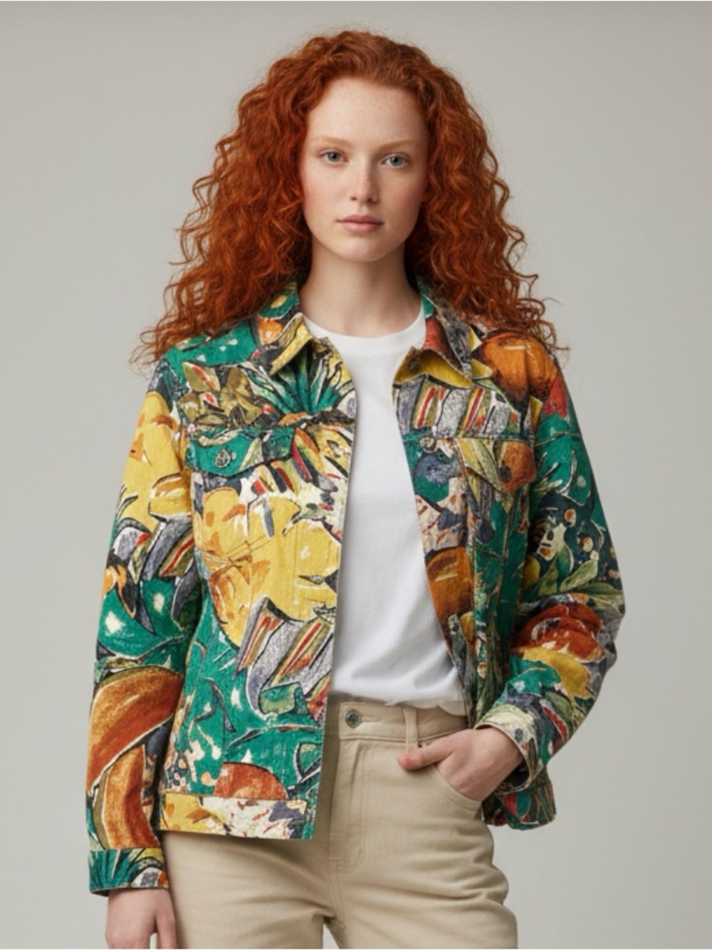 🫶🏻 Multiples Perfect for Fall Printed Floral Denim Jacket